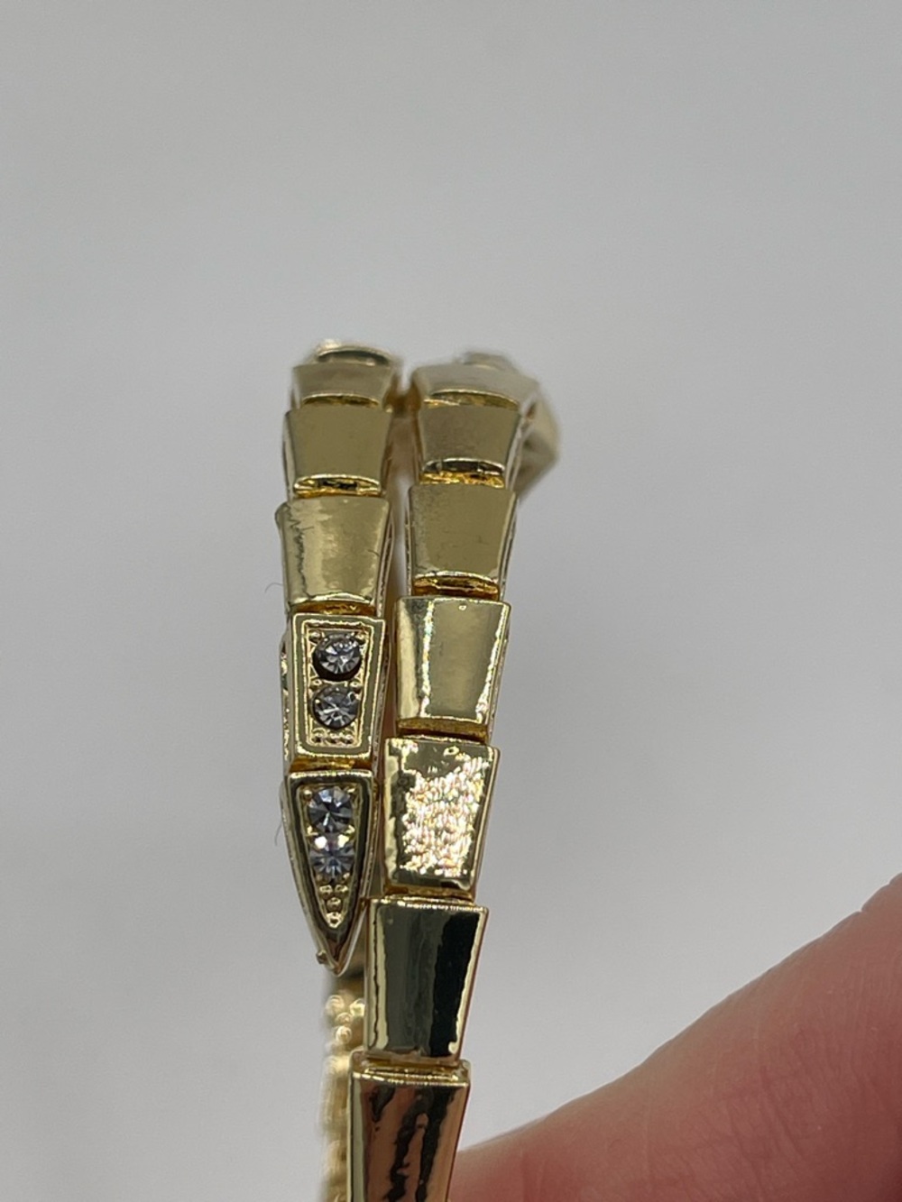 4.21.26-26 Gold Tone Crystal Snake 🐍 Themed Wraparound Bracelet - Picture 4 of 6